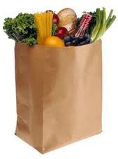 Grocery bag with food in it