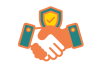 Two hands shaking on a deal.